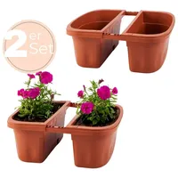 GarPet 2x Blumenkasten Balkongeländer Beidseitig Balkon Blumenkasten Doppelseitig Balkonkasten