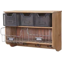 Mendler Wandgarderobe HWC-A43, Garderobe Regal, Tanne Holz Vintage Patchwork