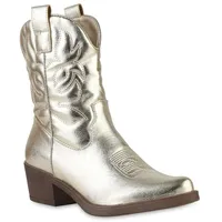 VAN HILL Damen Cowboy Boots in Gold PU