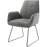 DeLife Esszimmerstuhl Zoa-Flex Bouclé Grau Kufengestell Schwarz Taschenfederkern,