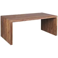 KADIMA DESIGN Schreibtisch TEKO: Massivholz Sheesham, Stauraum, abgerundete Ecken,