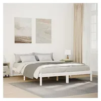 VidaXL Massivholzbett Extra Lang ohne Matratze Weiß 160x220 Kieferholz