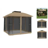 VidaXL Pavillon mit Doppeldach & Netzwänden Taupe 2,94x2,94 m