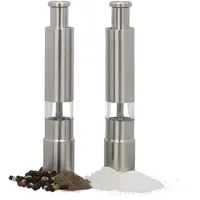 Relaxdays Pfeffermühle 2er Set Edelstahl Silber unbefüllt