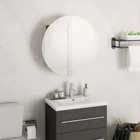 VidaXL Badezimmerschrank mit Rundem Spiegel & LED Grau 40x40x17,5