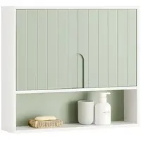 SoBuy Hängeschrank mit 2 Türen Grün 60x15x54cm Modern