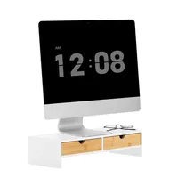 SoBuy Monitorständer Natur, Naturmaterialien, 47x11x18 cm, Arbeitszimmer, Schreibtische