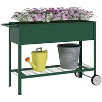 Outsunny Hochbeet mit Rädern, Regal Kräuterbeet Pflanzenbeet Metall für
