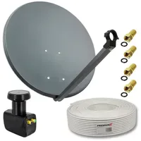 PremiumX Satelliten-Komplettanlage 60cm Antenne Anthrazit Schüssel SAT Twin LNB