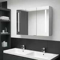 VidaXL LED-Spiegelschrank fürs Bad Betongrau 89x14x62 cm