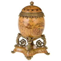 Aubaho Schmuck Ei Dose Engel Porzellan Messing Skulptur Antik-Stil