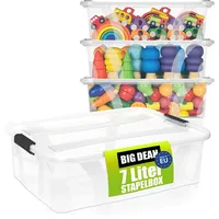 BigDean 3 Stück Aufbewahrungsbox mit Deckel 7 L flach