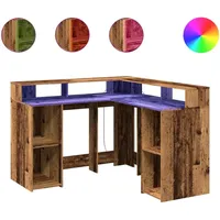 VidaXL LED-Schreibtisch Altholz-Optik 130x130x91 cm Holzwerkstoff