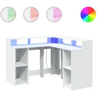 VidaXL LED-Schreibtisch Weiß 130x130x91 cm Holzwerkstoff