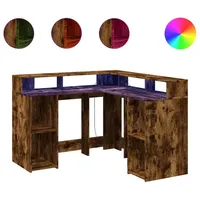 VidaXL LED-Schreibtisch Räuchereiche 130x130x91 cm Holzwerkstoff