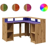 VidaXL LED-Schreibtisch Artisan-Eiche 130x130x91 Holzwerkstoff