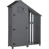 Outsunny Gartenschrank Holz Geräteschuppen Geräteschrank Tannenholz Grau+Schwarz