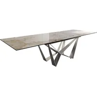 DeLife Esstisch Edge 200-300x100 Keramik Minas Melange Weiß-Beige Spider