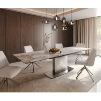 DeLife Esstisch Edge 200-300x100 Keramik Minas Melange Weiß-Beige Wave