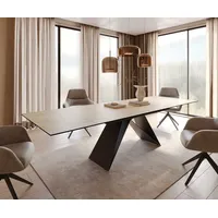 DeLife Esstisch Edge 200-300x100 Keramik Laminam® Sabbia Eichefarbig V-Gestell