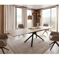 DeLife Esstisch Edge 200-300x100 Keramik Laminam® Sabbia Eichefarbig Kreuzgestell