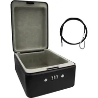 IDENA Sicherheitsbox aus Metall, mit Zahlenschloss und Sicherungskabel, ca.