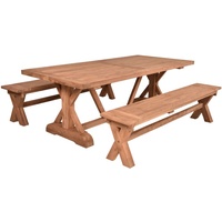 Garden Pleasure Gartenmöbel-Set KISAR, Tisch + 2 Bänke, Teak