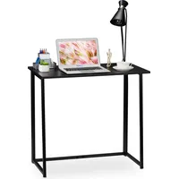 Relaxdays Schreibtisch schwarz rechteckig, 4-Fuß-Gestell schwarz 80,0 x 45,0