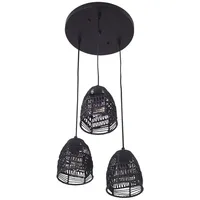 Lux.pro Hängeleuchte Andover Metall+Rattan Schwarz [lux.pro]