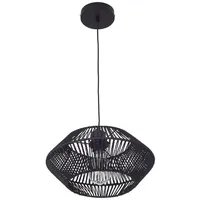 Lux.pro Hängeleuchte Amersham Metall+Rattan Schwarz [ lux.pro