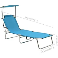 VidaXL Klappliege mit Sonnendach Blau Aluminium