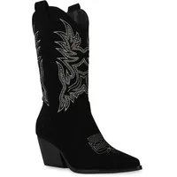 VAN HILL Cowboystiefel in Schwarz Velours