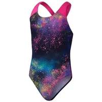Speedo Kinder Schwimmanzug Girls Digital Allover, Black, Flare Pink,