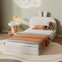 SOFTWEARY Kinderbett mit Lattenrost und gepolstertem Kopfteil, 90x200 cm,