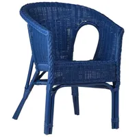 MiaMöbel Rattanstuhl 'Mina' blau Rattan