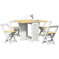 VidaXL 5-tlg. Butterfly-Esstisch-Set Corona Weiß Kiefernholz