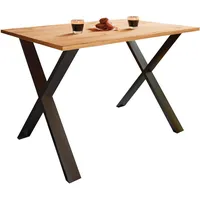 VCM Ebuy24, Esstisch, Schwarz, Honigeiche, Metall, Holzwerkstoff, rechteckig, X-Form,