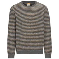 CAMEL ACTIVE Mouline Strickpullover im Streifenmuster in Grau-Gelb |