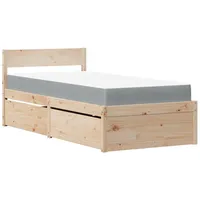 VidaXL Bett mit Schubladen und Matratze 100x200 cm Massivholz