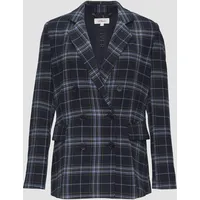 S.Oliver - Langer Twillblazer mit Karomuster, Damen, blau, 36