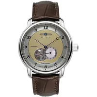 Zeppelin Herrenuhr Automatik Open Heart Friedrichshafen Braun/Goldfarben