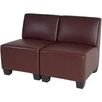 Mendler Modular 2-Sitzer Sofa Couch Lyon, Kunstleder ~ rot-braun,