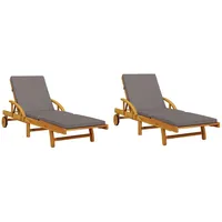 VidaXL Sonnenliegen 2 Stk. mit Auflagen 200x68x83 cm Massivholz