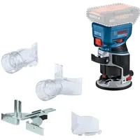 Bosch GKF 18V-8 Akku-Kantenfräse mit Spannzange, Parallelanschlag, 2x Saugadapter,