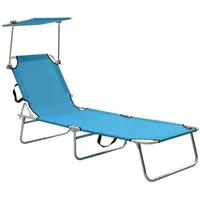Furnicato Klappliege mit Sonnendach Blau Aluminium,