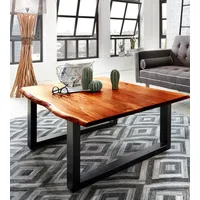 Möbelliebling Couchtisch Baumkante 120 x 80 cm Akazie cognacfarben
