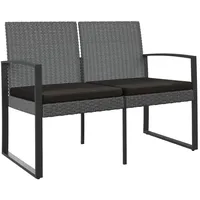 VidaXL Gartenbank 2-Sitzer mit Kissen Dunkelgrau PP-Rattan