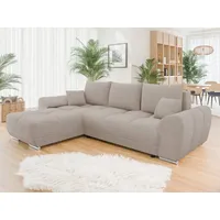 Mirjan24 Eckcouch mit Bettkasten 2-Sitzer Beige