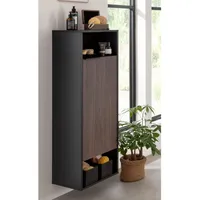Fackelmann Hoch-Midischrank B.Paris Rechts 40,2 cm Schwarz Matt-Rigoletto Eiche