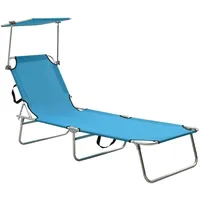 VidaXL Klappliege mit Sonnenschutz Blau Aluminium 187 x 57,5
